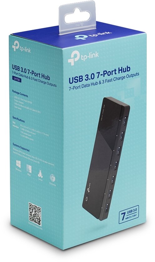 TP-Link USB-Hub 7x USB 3.0 UH700 (V4.0) met NT 12v/2,5A retail