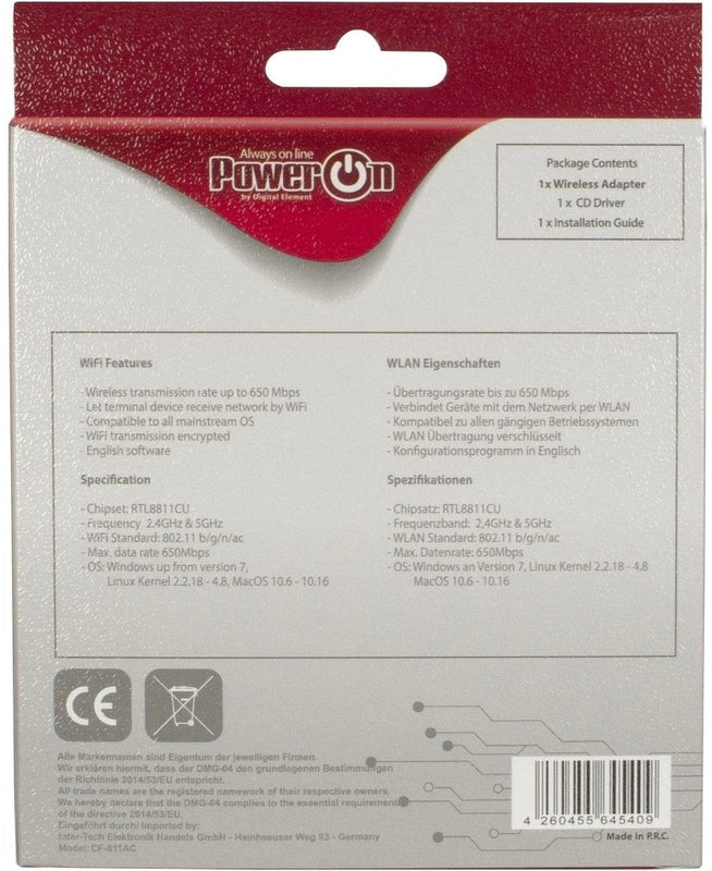 Inter-Tech Wi-Fi 5 USB Nano Adapter DMG-04 Stick 650Mbps