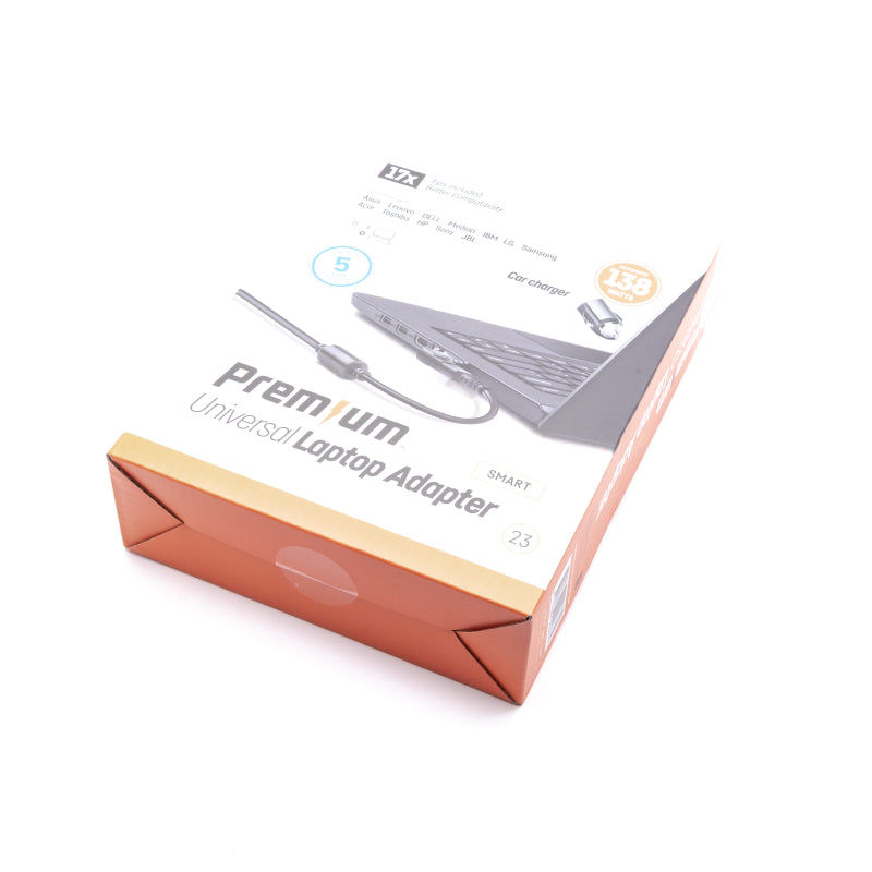 Premium universele AUTO-adapter in retailverpakking 138 Watt 17-tips
