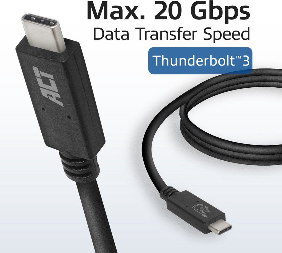 ACT AC7431 USB-C Kabel USB4® 20Gbps Aansluitkabel C male - C male USB-IF gecertificeerd Thunderbolt 3 1 meter