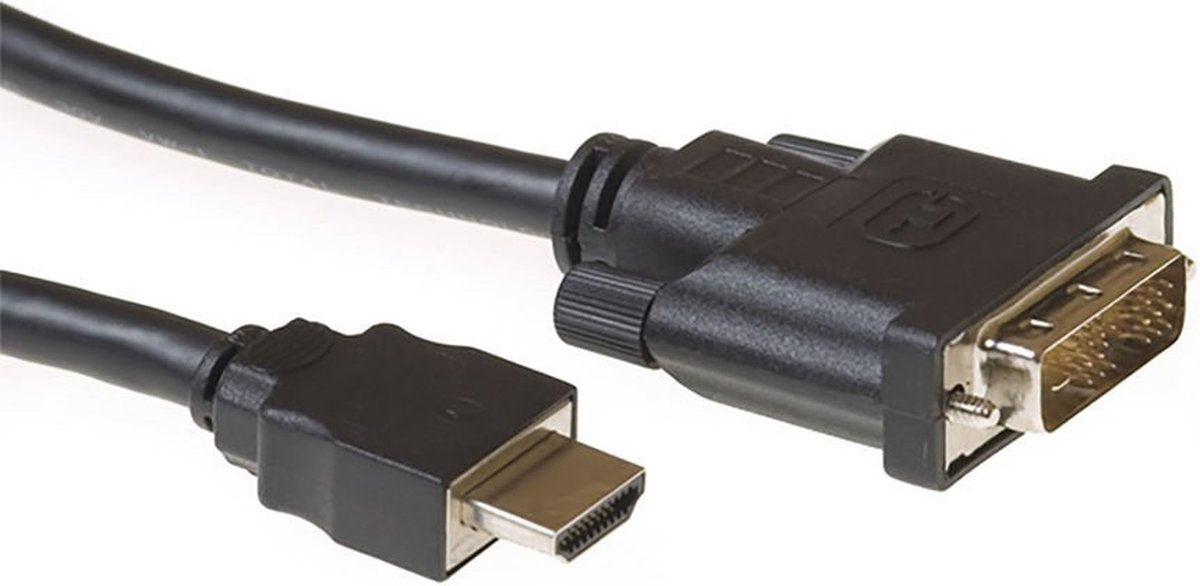 ACT AC7520 HDMI DVI-D Adapterkabel - 1x HDMI A Male - 1x DVI-D Single Link Male 18+1 - 2 meter - Zwart