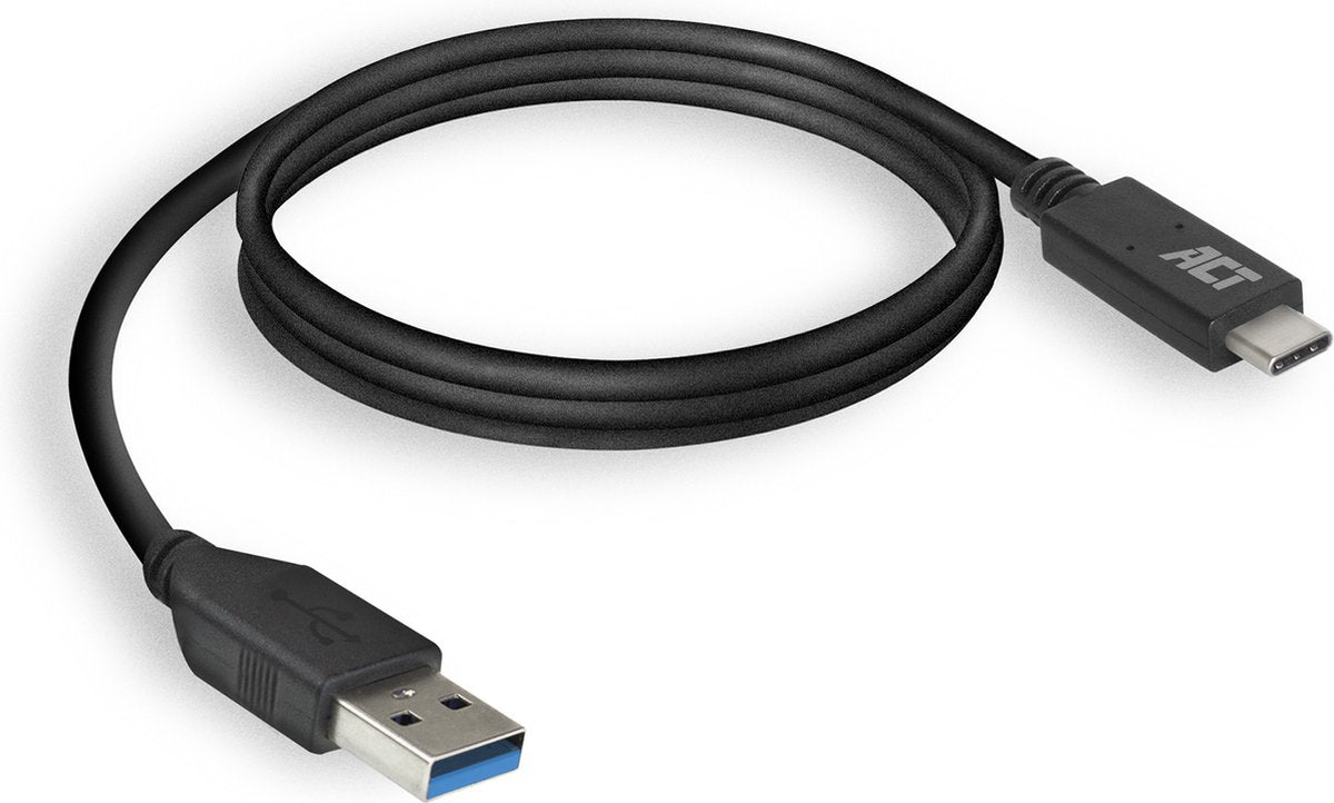 ACT AC7417 USB-A/USB-C Aansluitkabel - USB 3.2 Gen1 - USB-A male - USB-C male - 5Gbps - Zwart - 2 meter