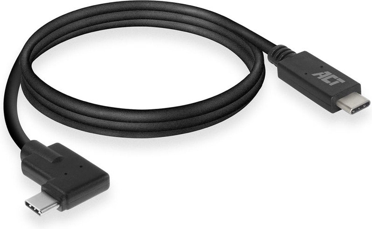ACT AC7406 USB-C Kabel - 3.2 Gen1 - USB-C male Recht - USB-C male Haaks - 5Gbps - Zwart