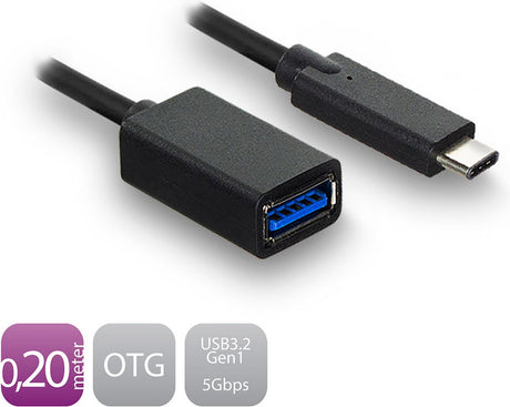 ACT USB 3.2 Gen2 OTG kabel C male - A female 0,2 meter AC7340