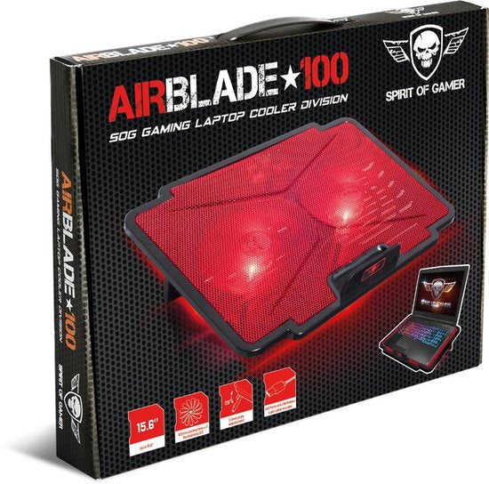 Spirit of Gamer - Laptop Cooling pad - Koeler Blade 100 - tot 15,6 inch - Rood