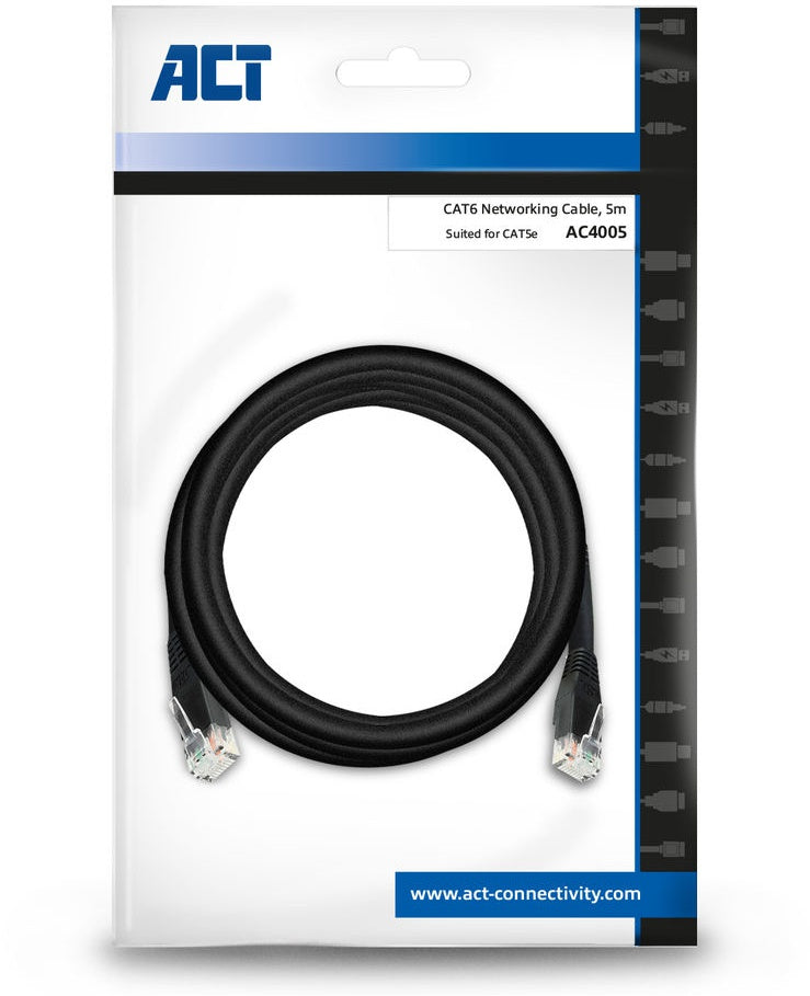 Act ac4005 CAT6 Networking Cable copper 5 Meter Black