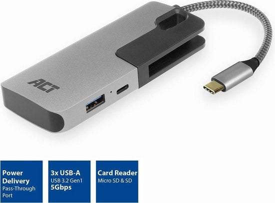 ACT AC7052 USB-C - 3XUSB-A, PD, CARD 0,15 1 stk