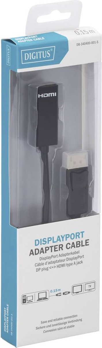 DIGITUS DisplayPortKabel DPort -> HDMI-A St/Bu 0.15m