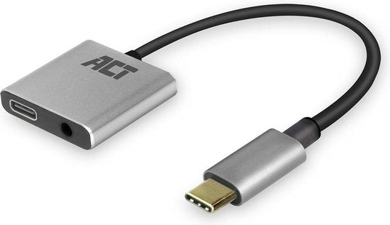 ACT AC7005 USB-C naar 3,5mm jack audio adapter en PD pass through
