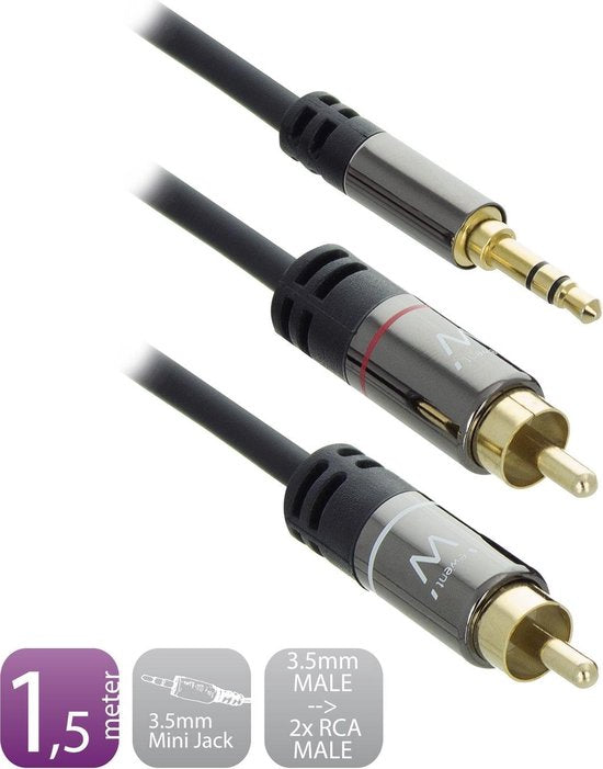 Ewent EW9237 audio kabel 1,5 m 3.5mm 2 x RCA Zwart ( AC3605 )