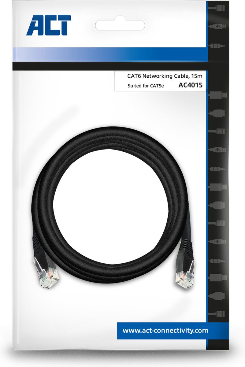 ACT CAT6 UTP Netwerkkabel 15 meter – RJ45 – Ethernet – AC4015