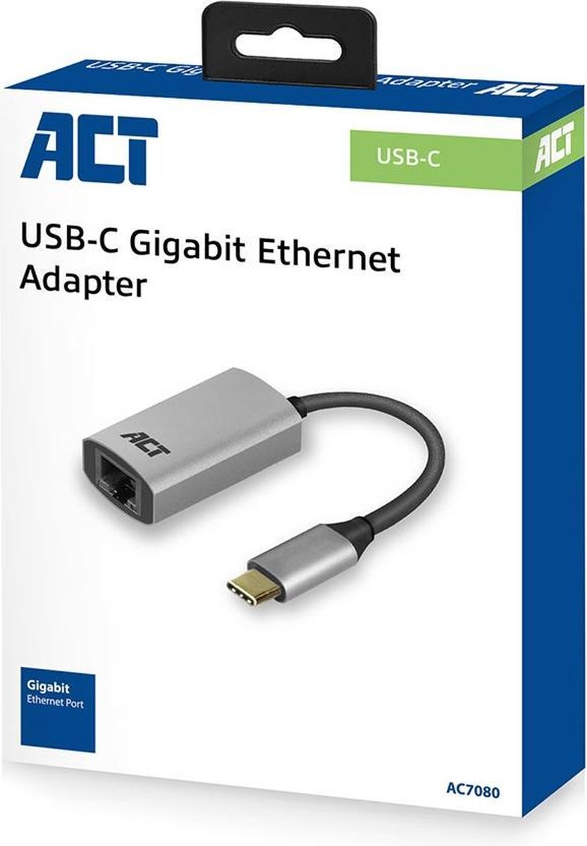 ACT AC7080 USB-C 3.2 gen1 to RJ45 Gigabit Ethernet adapter