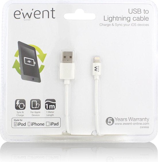 Ewent ew9908 USB Lightning Cable for Apple 1.0M ( AC3011 )