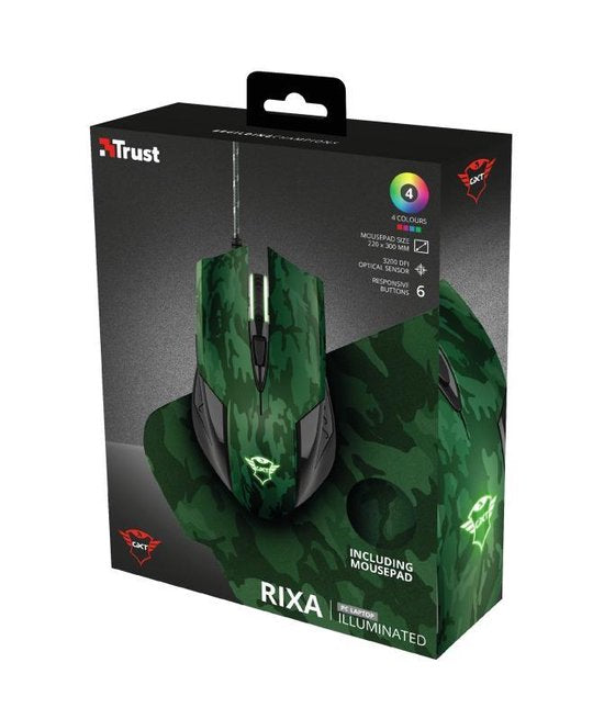 Trust GXT781 Rixa - Gaming Bundel - Muis & Muismat - Camouflage