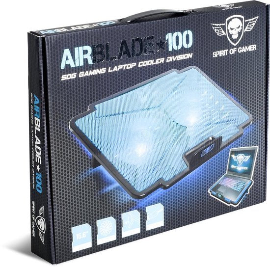 Spirit of Gamer - Laptop Cooling pad - Koeler AirBlade 100 - tot 15,6 inch - Blauw