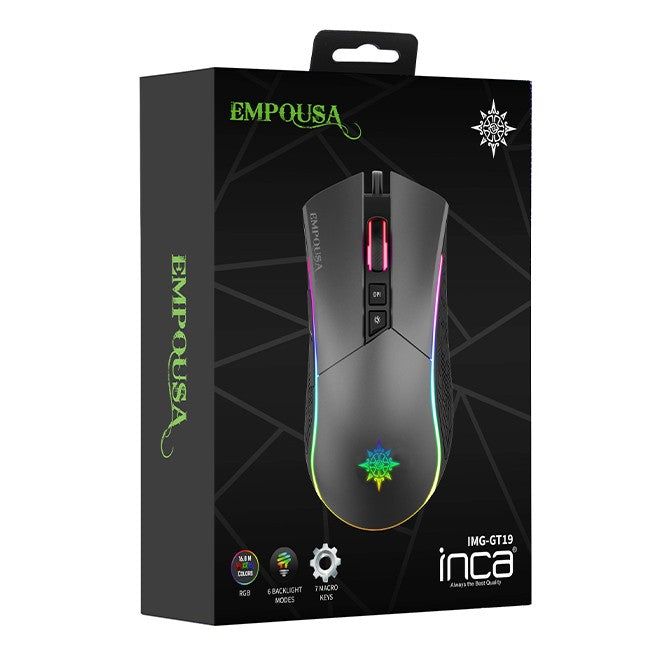 INCA Gaming Muis IMG-GT19 4800 DPI, RGB, 7 Tasten, USB, SW retail