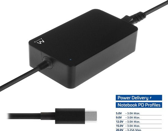 Ewent ew3980 USB Type-C lader met Power Delivery profielen 65W ( AC2005 )