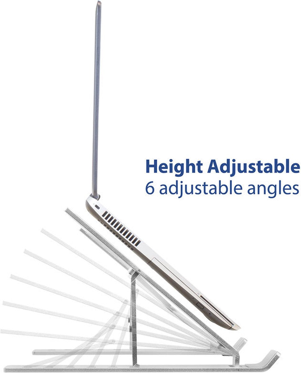 ACT AC8120 Laptopstandaard tot 15.6" , Draagbaar , Opvouwbaar , Aluminium , 6 Kijkhoeken , Anti-slip