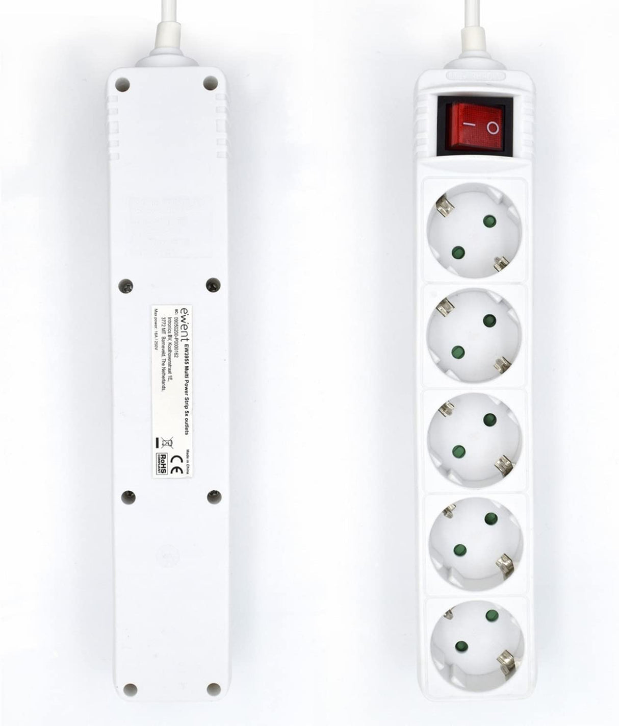 Ewent EW3955 Power Strip, Stekkerdoos 5x met platte stekker ( AC2455 )