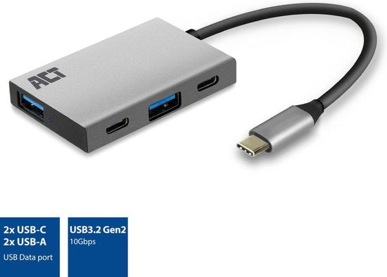ACT AC7070 USB-C 3.2 Gen2 to 2x USB-C & 2x USB-A Hub