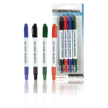 Cd / dvd marker set rood/blauw/groen/zwart