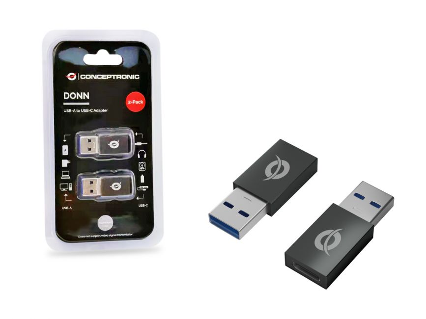 CONCEPTRONIC DONN10g Adapter USB3.0-> USB-C 2er-Pack zwart