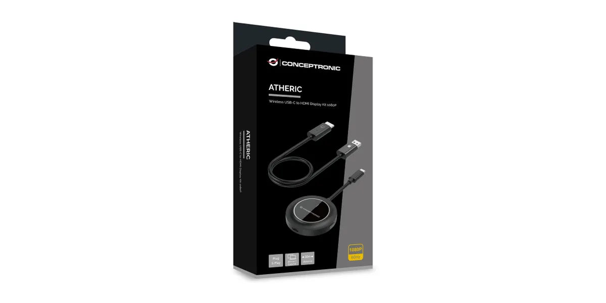 Conceptronic ATHERIC01B draadloze beeldschermadapter HDMI/USB Volledige HD Dongle