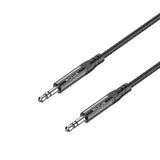 Rixus RXMU35 3,5 mm AUX naar 3,5 mm AUX gevlochten audiokabel 1,2 m zwart