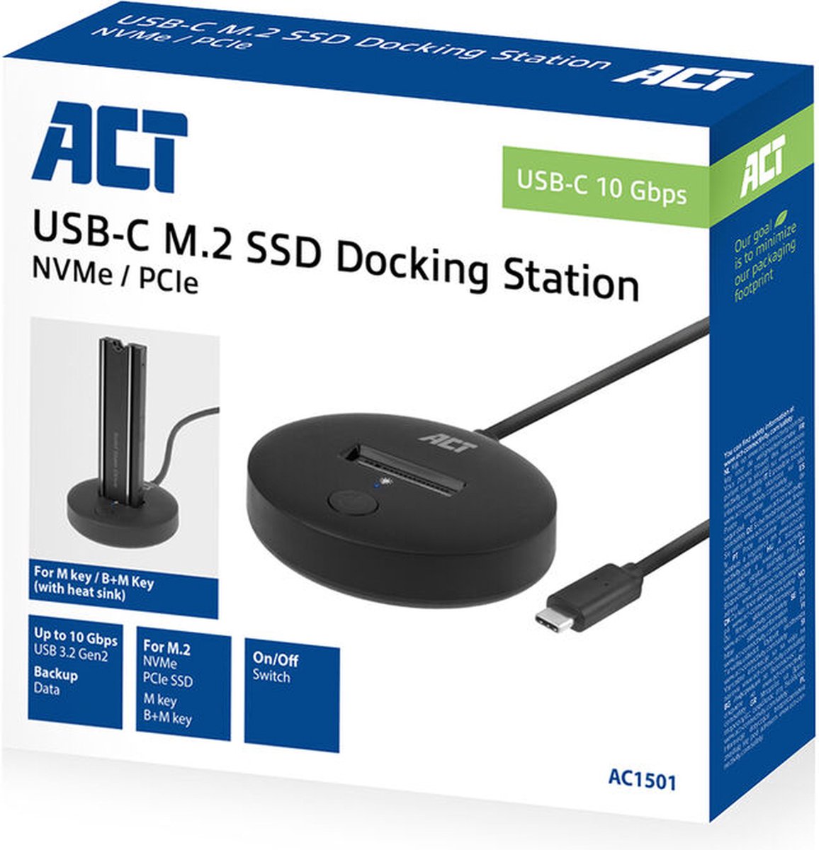 ACT M.2 NVMe / PCIe SSD Docking Station USB C / USB-C 3.2 Gen2 / AC1501