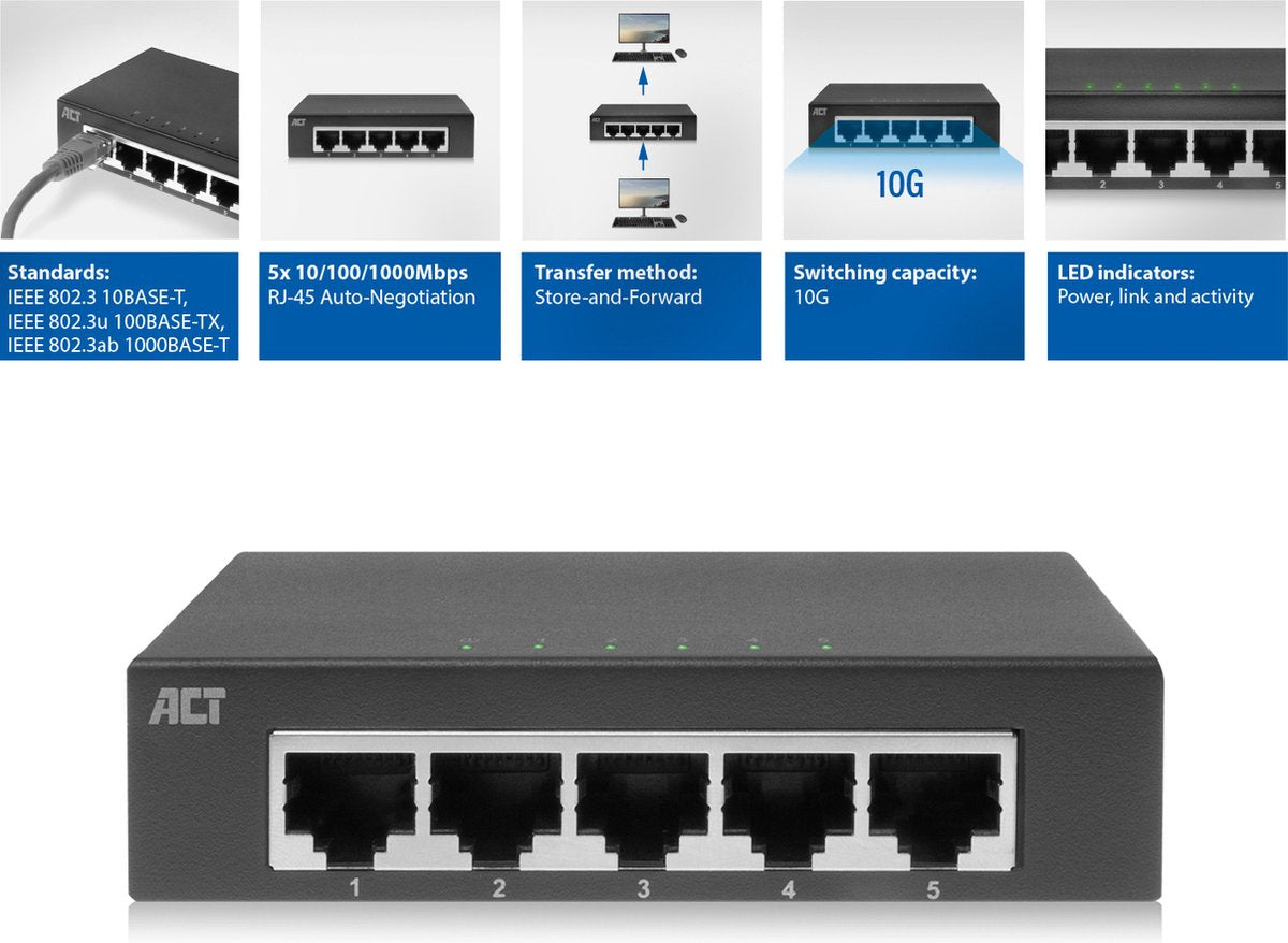 Act AC4415 10/100/1000 Mbps Switch 5 ports