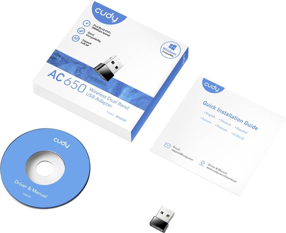 cudy WU650 WiFi-adapter USB 2.0 633 MBit/s