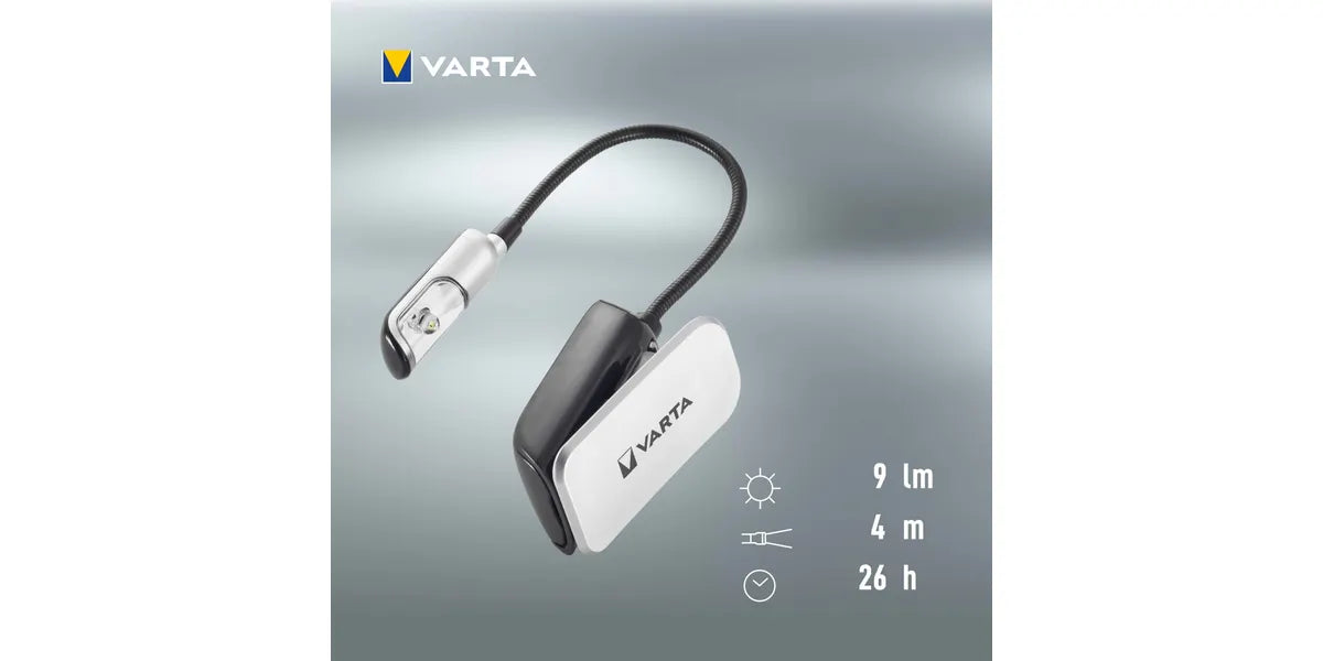 Varta 16618 Zwart, Zilver Clipzaklamp / zaklantaarn Book Light LED