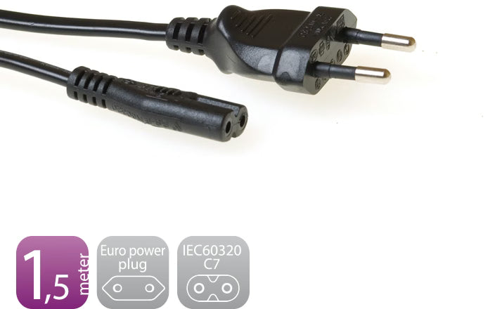 Ewent ew9181 230V Connection Cable Euro male - C7 female 1.5 Meter