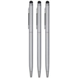 3 Stuks - Balpen en Touch Pen - 2 in 1 Stylus Pen voor smartphone en tablet - Metaal - Zilver