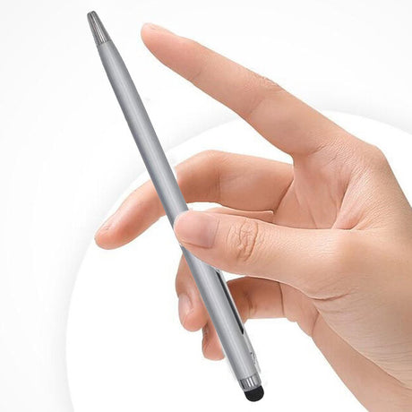 3 Stuks - Balpen en Touch Pen - 2 in 1 Stylus Pen voor smartphone en tablet - Metaal - Zilver