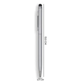 3 Stuks - Balpen en Touch Pen - 2 in 1 Stylus Pen voor smartphone en tablet - Metaal - Zilver