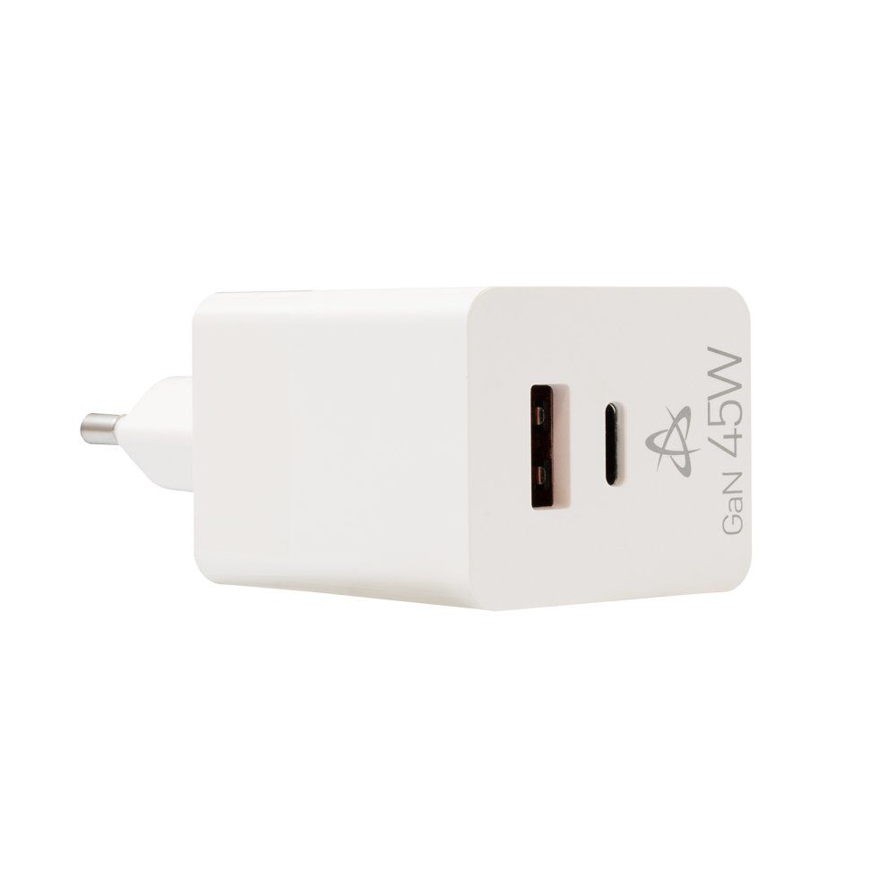 SBOX USB Oplader HC-45 , 45W , USB-A & USB-C (2 Poorten) , Wit