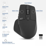 ACT Draadloze multi-connect muis Bluetooth of USB-A ontvanger, 2400 DPI met stille klik,  AC5146