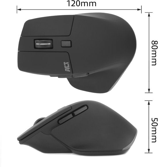 ACT Draadloze multi-connect muis Bluetooth of USB-A ontvanger, 2400 DPI met stille klik,  AC5146