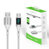 Rixus RXUC29AC Braided USB-A To USB-C Cable With LED Display White