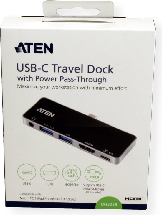 Aten USB-C Travel Dock 5 in 1 with Power Pass Through