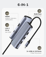 Cudy muliport docking 6-In-1 USB-C Hub with Gigabit Ethernet Port / HDMI ( UH606 )
