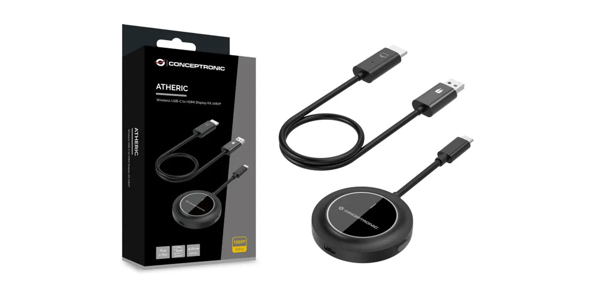 Conceptronic ATHERIC01B draadloze beeldschermadapter HDMI/USB Volledige HD Dongle