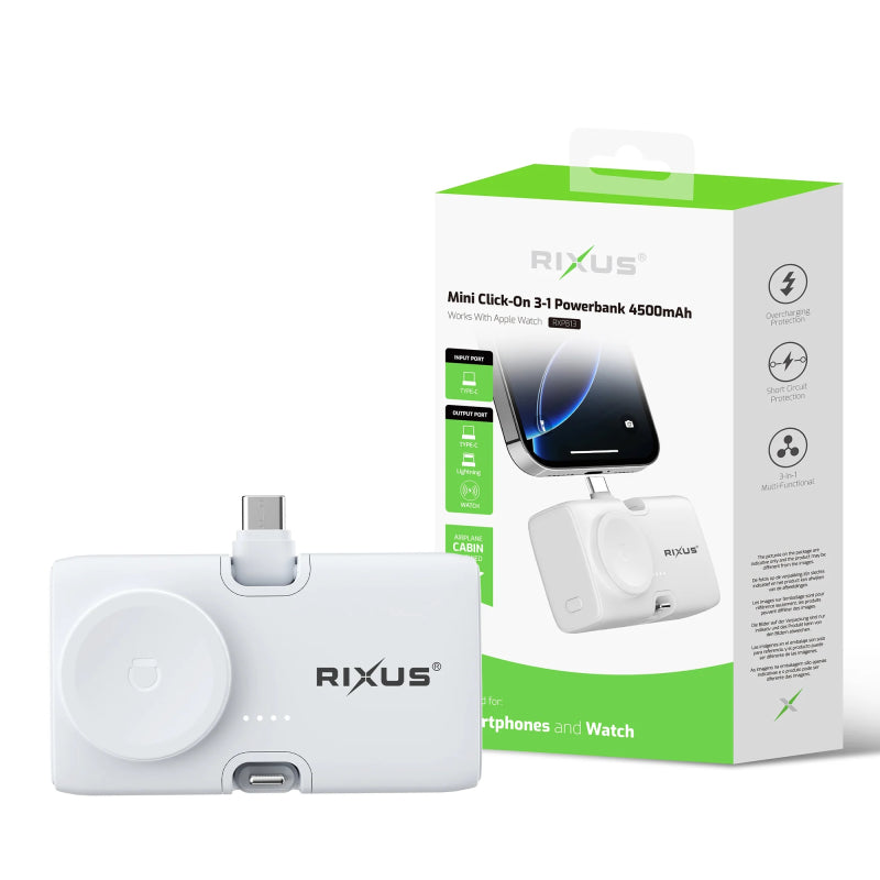 Rixus RXPB13 Mini Click-On 3-in-1 Powerbank 4500mAh Wit