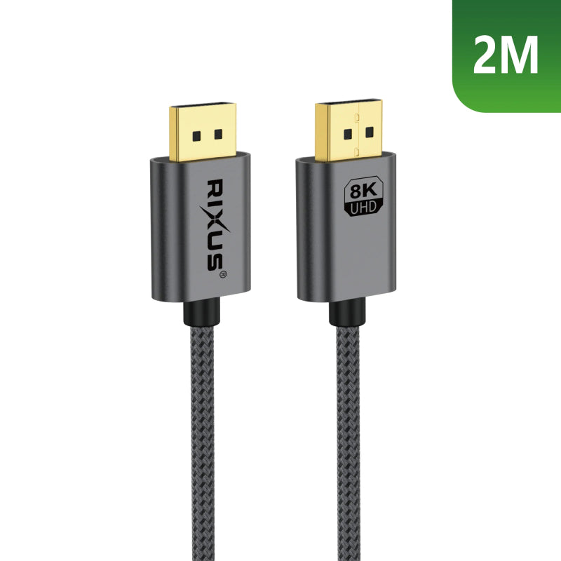 Rixus RXDP12 DisplayPort-kabel 8K 2 Mtr. Space Grey