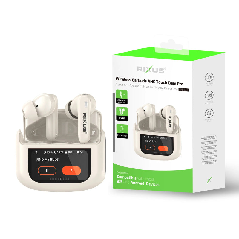 Rixus RXBH63C Wireless Earbuds Touch Case Pro Beige ( noise canceling )