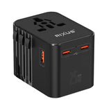 Rixus RX3425 World Travel Adapter 25W With 3 USB Ports Black