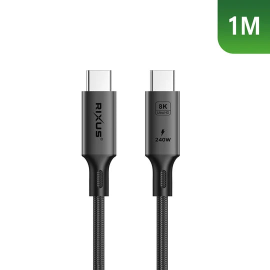 Rixus RXUC01 USB-C 4.0 To USB-C Cable 1m 240W Grey ( 8k video transfer )