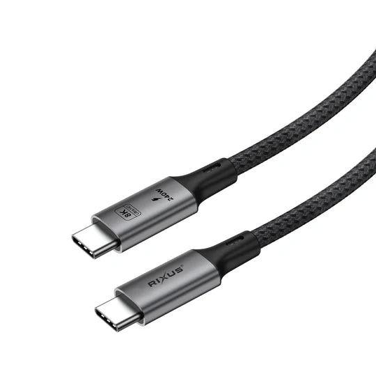 Rixus RXUC02 USB-C 4.0 To USB-C Cable 1.8m 240W Grey ( 8k video transfer )