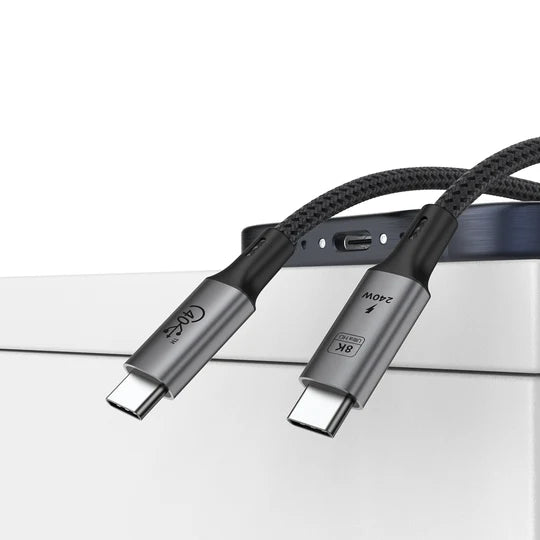 Rixus RXUC02 USB-C 4.0 To USB-C Cable 1.8m 240W Grey ( 8k video transfer )